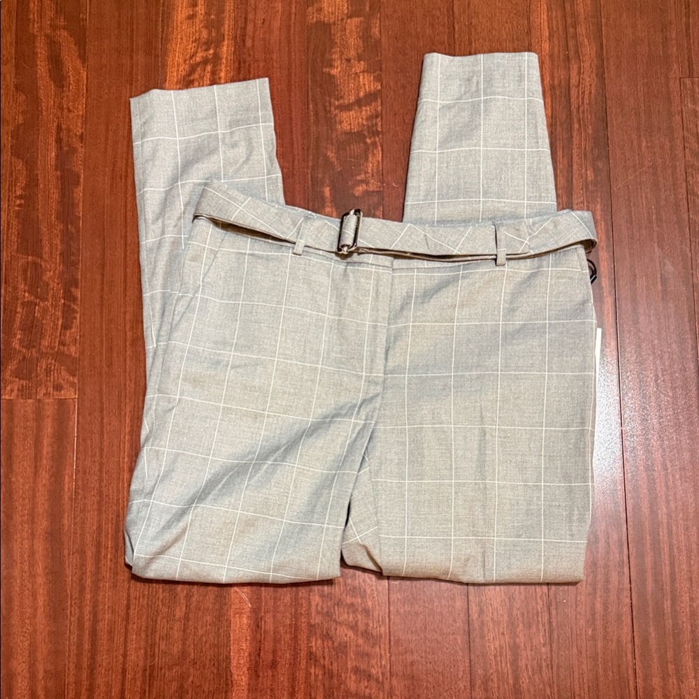 Calvin Klein Men's Light Gray Plaid Dress Pants